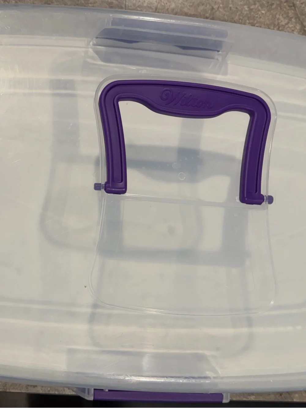 Wilton White and Clear Cupcake & Cake Storage Carrier with Purple Handle